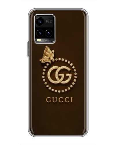 Чехол для Vivo Y33s с картинкой «Gucci — золотая бабочка»