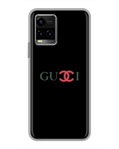 Чехол для Vivo Y33s с картинкой «Gucci — красный градиент»