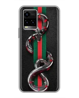 Чехол для Vivo Y33s с картинкой «Gucci — змея на полосе»