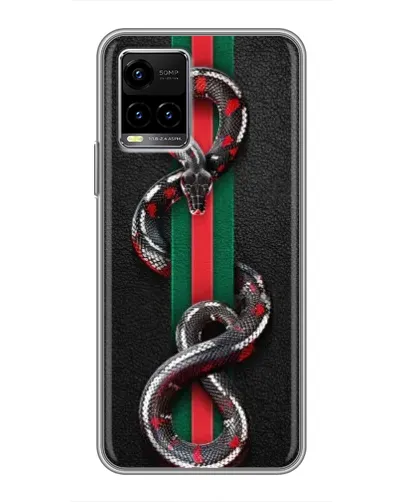 Чехол для Vivo Y33s с картинкой «Gucci — змея на полосе» Чехол для Vivo Y33s с картинкой «Gucci — змея на полосе»