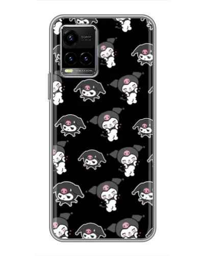 Чехол для Vivo Y33s с картинкой «Черный паттерн Kuromi»