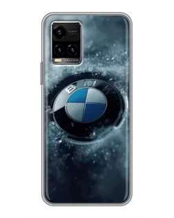 Чехол для Vivo Y33s с картинкой «Логотип BMW — лед»