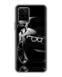 Чехол для Vivo Y33s с картинкой «Черная BMW — профиль»