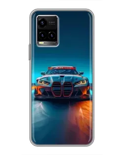 Чехол для Vivo Y33s с картинкой «BMW — огни неона»