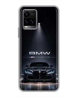Чехол для Vivo Y33s с картинкой «BMW сквозь ночной город»
