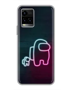 Чехол для Vivo Y33s с картинкой «Among Us неон-арт»