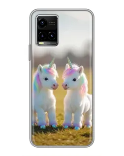 Чехол для Vivo Y33s с картинкой «Пара единорогов»