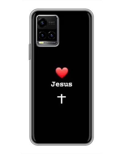 Чехол для Vivo Y33s с картинкой «Сердце - Jesus»
