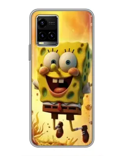 Чехол для Vivo Y33s с картинкой «Губка Боб прыгает»