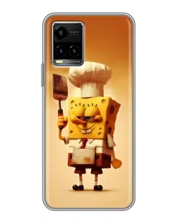 Чехол для Vivo Y33s с картинкой «Губка Боб повар»