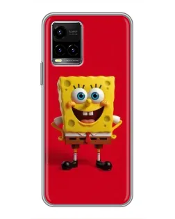 Чехол для Vivo Y33s с картинкой «Спанч Боб на красном»