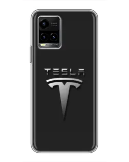 Чехол для Vivo Y33s с картинкой «Стальной логотип Tesla»