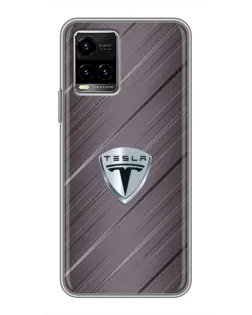 Чехол для Vivo Y33s с картинкой «Металлическая текстура Tesla»