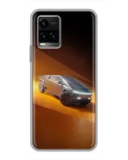 Чехол для Vivo Y33s с картинкой «Cybertruck в пустыне»
