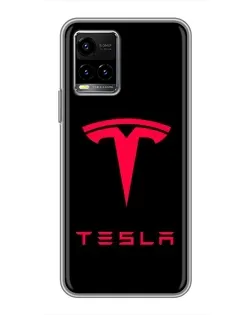 Чехол для Vivo Y33s с картинкой «Tesla Red Logo»