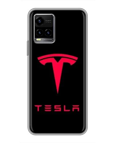 Чехол для Vivo Y33s с картинкой «Tesla Red Logo»