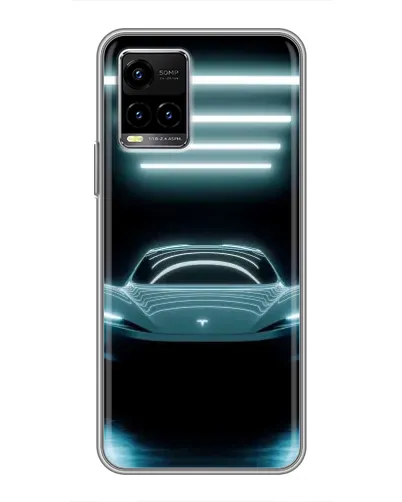 Чехол для Vivo Y33s с картинкой «Tesla в неоне»