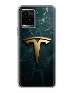 Чехол для Vivo Y33s с картинкой «Мраморная Tesla Gold»