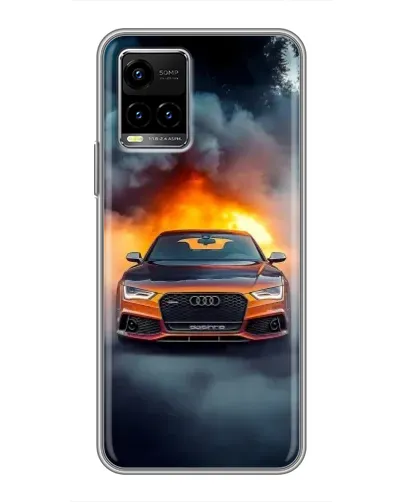 Чехол для Vivo Y33s с картинкой «Audi в огненном дыму» Чехол для Vivo Y33s с картинкой «Audi в огненном дыму»