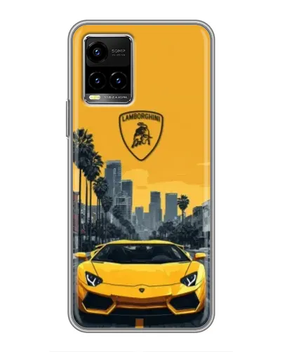 Чехол для Vivo Y33s с картинкой «Желтый Lamborghini город» Чехол для Vivo Y33s с картинкой «Желтый Lamborghini город»