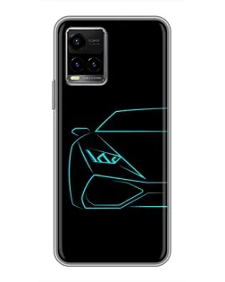 Чехол для Vivo Y33s с картинкой «Голубой силуэт Lamborghini»