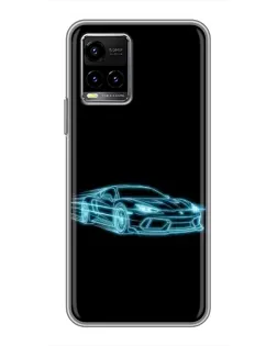 Чехол для Vivo Y33s с картинкой «Неоновый контур Lamborghini»