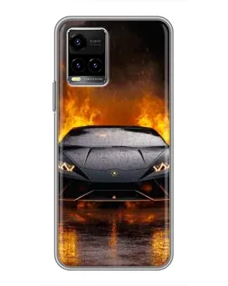 Чехол для Vivo Y33s с картинкой «Lamborghini в огне»