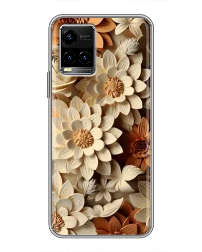 Чехол для Vivo Y33s с картинкой «Бежевый флористический декор»