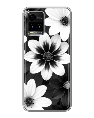 Чехол для Vivo Y33s с картинкой «Монохромные астры»