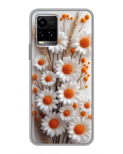 Чехол для Vivo Y33s с картинкой «Белые сухоцветы»