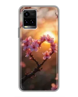 Чехол для Vivo Y33s с картинкой «Розовый цвет сердце на фоне заката» Чехол для Vivo Y33s с картинкой «Розовый цвет сердце на фоне заката»