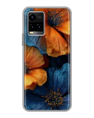 Чехол для Vivo Y33s с картинкой «Яркая сине-оранжевая флора» Чехол для Vivo Y33s с картинкой «Яркая сине-оранжевая флора»