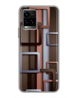Чехол для Vivo Y33s с картинкой «Коричневые объемные квадраты» Чехол для Vivo Y33s с картинкой «Коричневые объемные квадраты»
