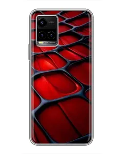 Чехол для Vivo Y33s с картинкой «Красная глянцевая сетка»