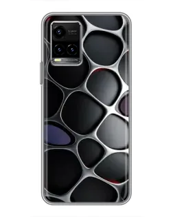 Чехол для Vivo Y33s с картинкой «Объемная темная решетка»
