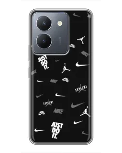 Чохол для Vivo Y36 з картинкою «Nike Black Pattern»