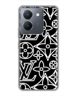 Чехол для Vivo Y36 с картинкой «Черно-белый узор LV»