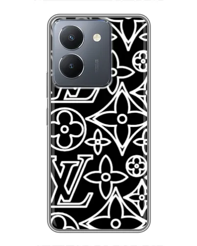 Чехол для Vivo Y36 с картинкой «Черно-белый узор LV»