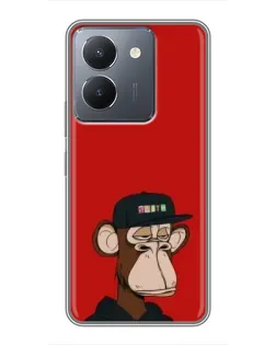 Чехол для Vivo Y36 с картинкой «Bored Ape — красный фон» Чехол для Vivo Y36 с картинкой «Bored Ape — красный фон»
