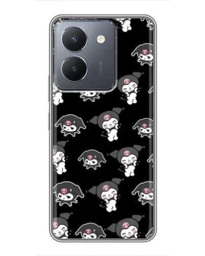 Чехол для Vivo Y36 с картинкой «Черный паттерн Kuromi»