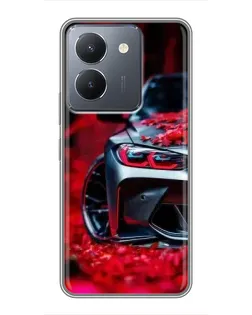 Чохол для Vivo Y36 з картинкою «Спортивна BMW та квіти»
