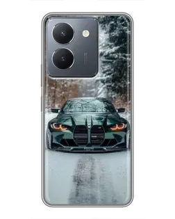 Чохол для Vivo Y36 з картинкою «BMW у зимовому лісі»