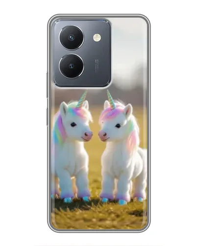 Чехол для Vivo Y36 с картинкой «Пара единорогов»
