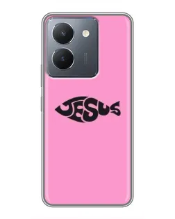 Чехол для Vivo Y36 с картинкой «Розовый символ  Jesus»