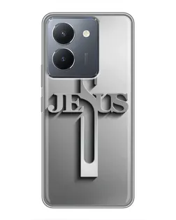 Чехол для Vivo Y36 с картинкой «Металлический крест Jesus»
