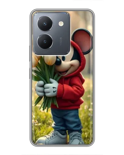 Чехол для Vivo Y36 с картинкой «Микки с тюльпанами»