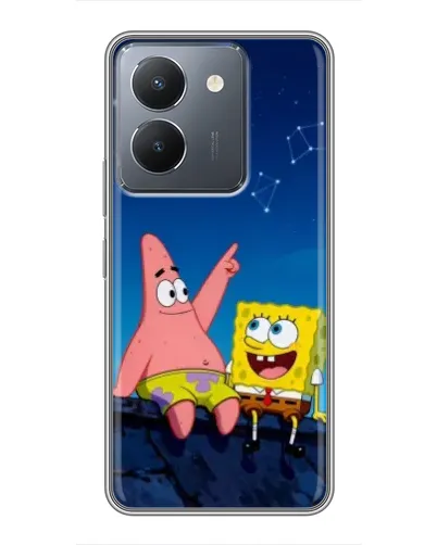 Чехол для Vivo Y36 с картинкой «Губка Боб и Патрик ночью»