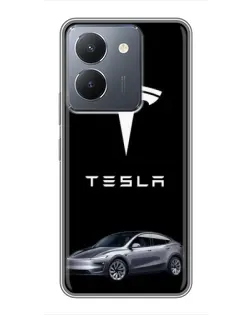 Чехол для Vivo Y36 с картинкой «Tesla Model Y»