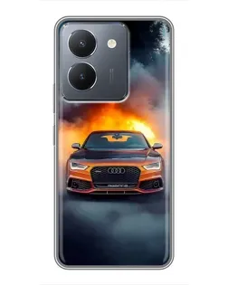 Чехол для Vivo Y36 с картинкой «Audi в огненном дыму»
