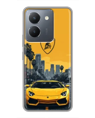 Чехол для Vivo Y36 с картинкой «Желтый Lamborghini город»